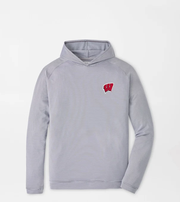 Wisconsin Pine Sugar Stripe Performance Hoodie in Iron