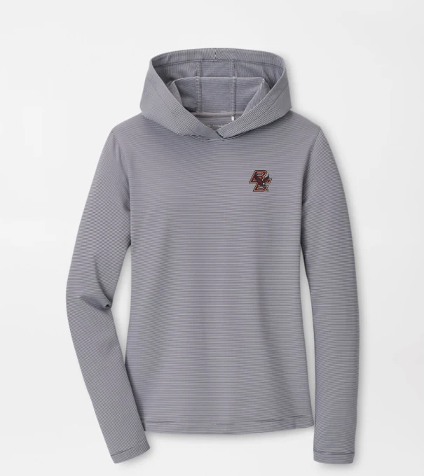Boston College Women's Pine Sugar Stripe Performance Hoodie in Iron