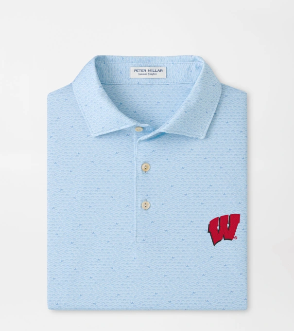 Wisconsin On The Ball Performance Jersey Polo in PALE BLUE