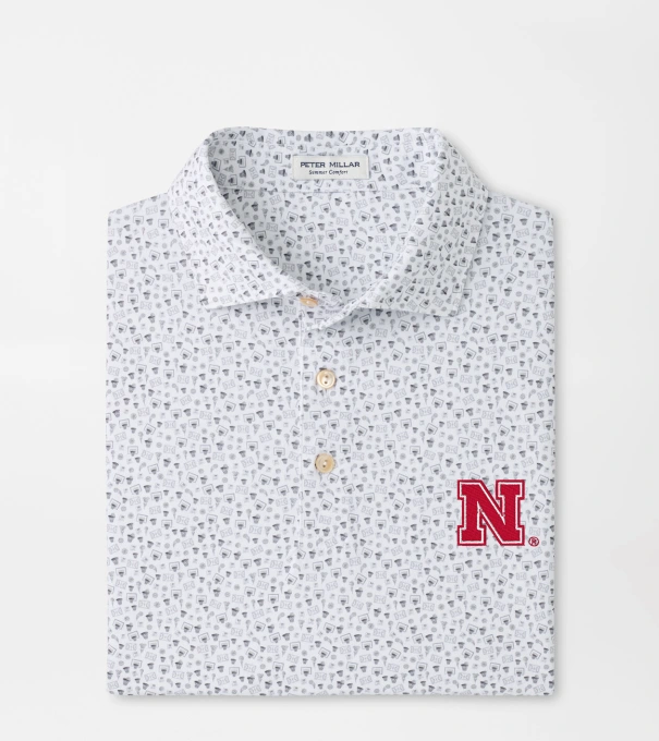 Nebraska Buzzer Beater Performance Jersey Polo in White