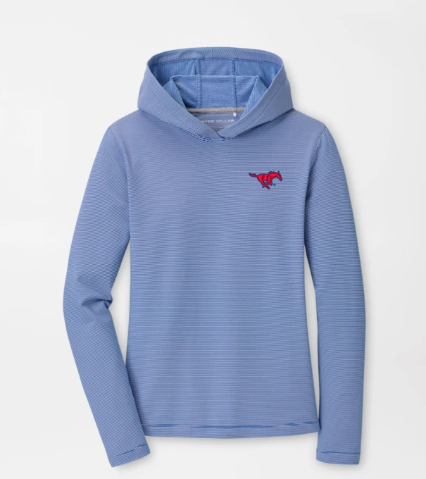 SMU Women's Pine Sugar Stripe Performance Hoodie in Blue3