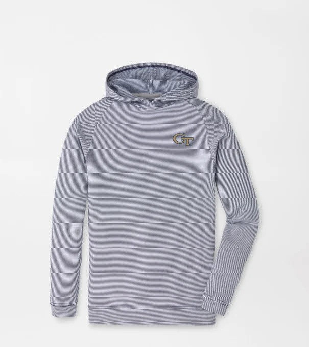 Georgia Tech Pine Youth Sugar Stripe Performance Hoodie in Navy