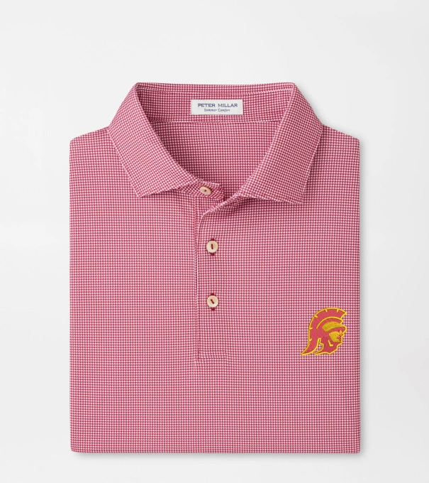 USC Trojan Border Performance Jersey Polo in Crimson1