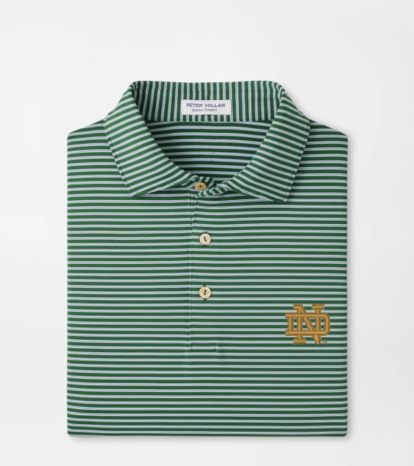 Notre Dame Tiebreaker Performance Jersey Stripe Polo in Green1