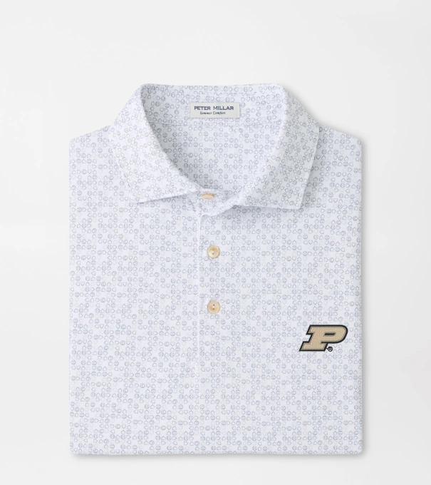 Purdue Bases Loaded Performance Jersey Polo in White
