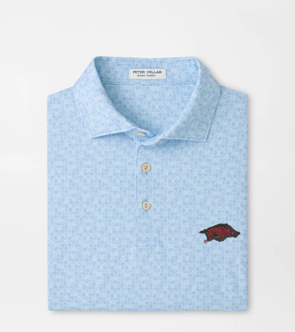 Arkansas Bases Loaded Performance Jersey Polo in PALE BLUE