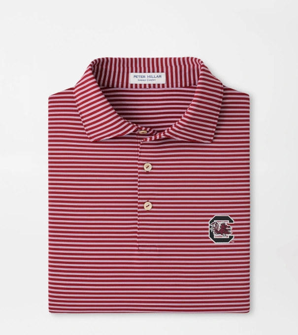South Carolina Tiebreaker Performance Jersey Stripe Polo in Maroon2