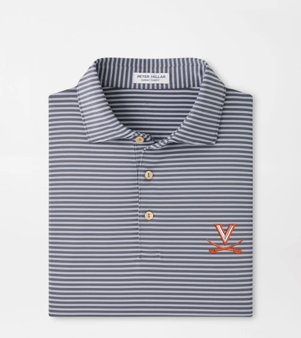 Virginia Tiebreaker Performance Jersey Stripe Polo in Iron