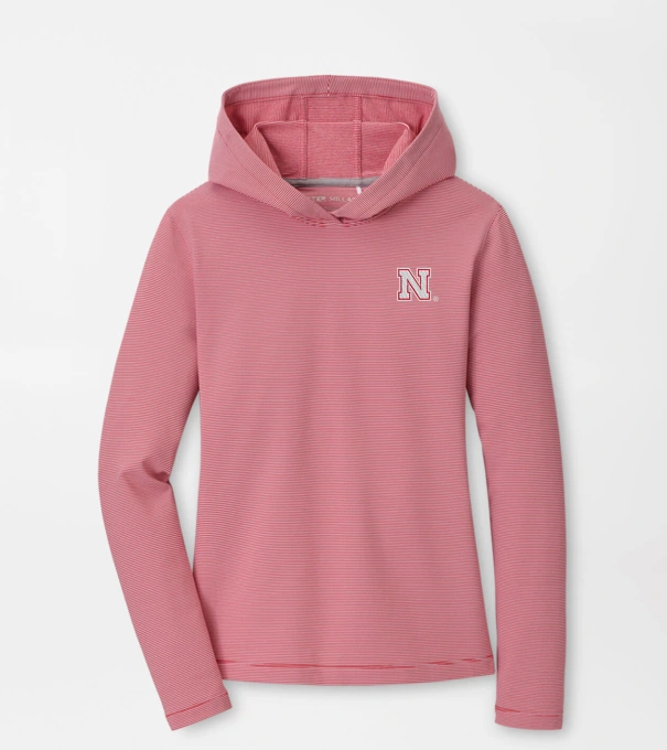 Nebraska Women's Pine Sugar Stripe Performance Hoodie in Red3