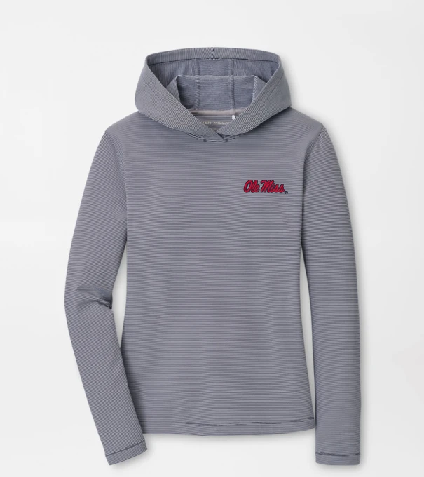 Ole Miss Women's Pine Sugar Stripe Performance Hoodie in Navy
