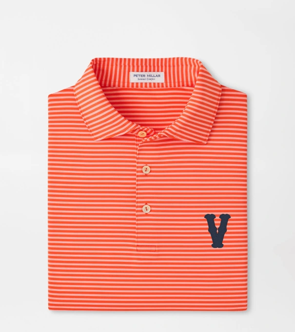 Virginia Vault Tiebreaker Performance Jersey Stripe Polo in Orange6