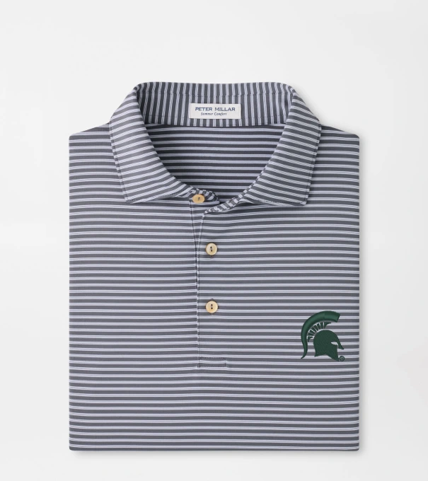 Michigan State Spartans Tiebreaker Performance Jersey Stripe Polo in Iron