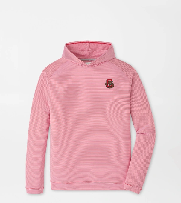 Cornell Pine Sugar Stripe Performance Hoodie in Red3