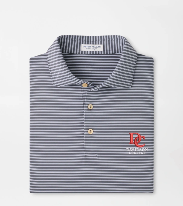 Davidson Tiebreaker Performance Jersey Stripe Polo in Iron