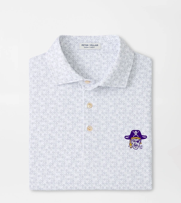 East Carolina University Vault Bases Loaded Performance Jersey Polo in White