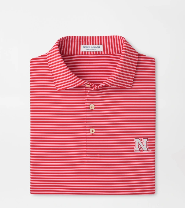 Nebraska Tiebreaker Performance Jersey Stripe Polo in Red3
