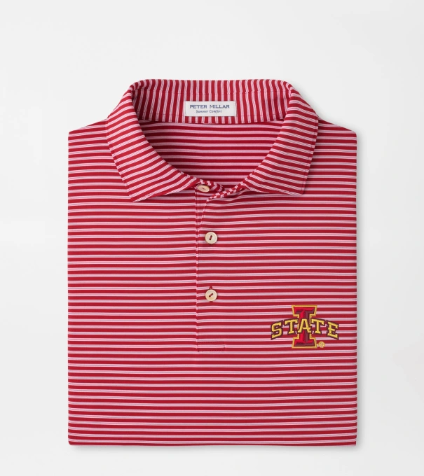 Iowa State Tiebreaker Performance Jersey Stripe Polo in Crimson1