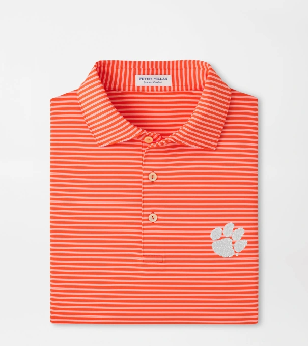 Clemson Tiebreaker Performance Jersey Stripe Polo in Orange6