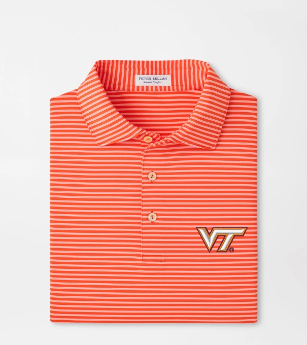 Virginia Tech Tiebreaker Performance Jersey Stripe Polo in Orange6