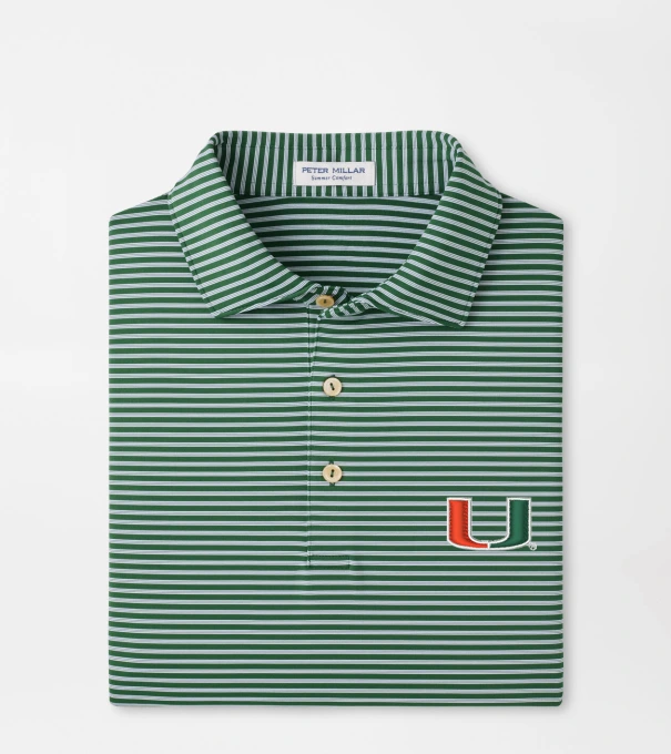 Miami Tiebreaker Performance Jersey Stripe Polo in Green1