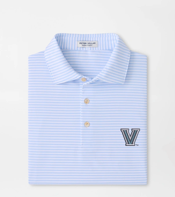 Villanova Tiebreaker Performance Jersey Stripe Polo in White