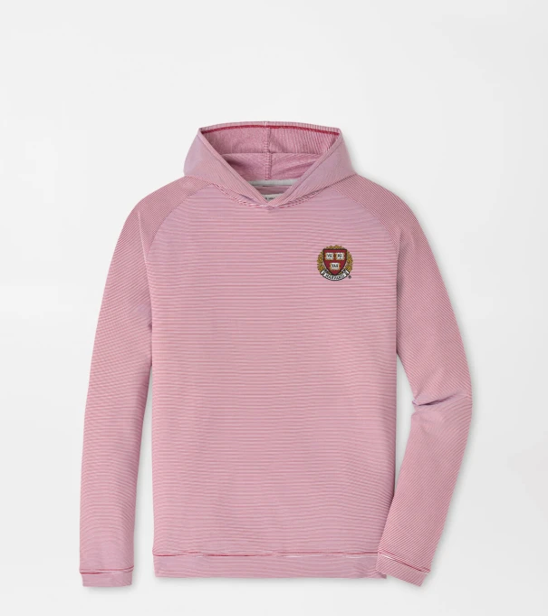 Harvard Pine Sugar Stripe Performance Hoodie in Maroon2