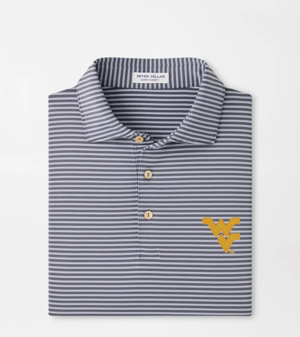 West Virginia Tiebreaker Performance Jersey Stripe Polo in Iron
