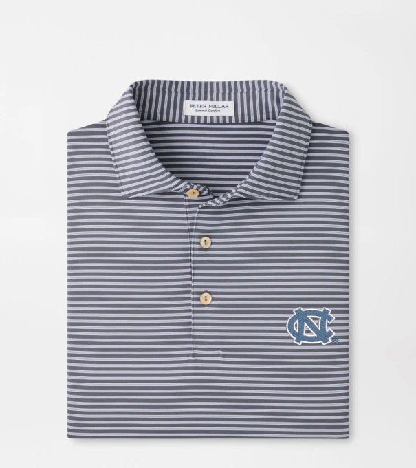 UNC Chapel Hill Tiebreaker Performance Jersey Stripe Polo in Iron