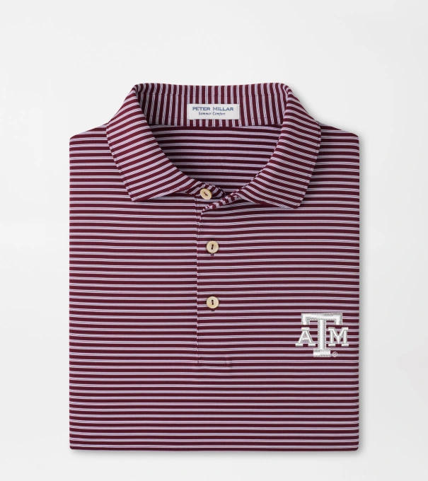 Texas A&M Tiebreaker Performance Jersey Stripe Polo in Maroon3