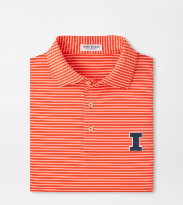 Illinois Tiebreaker Performance Jersey Stripe Polo in Orange6