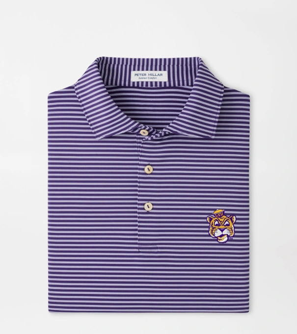 LSU Vault Tiebreaker Performance Jersey Stripe Polo in Purple2