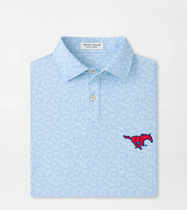 SMU Bases Loaded Youth Performance Jersey Polo in PALE BLUE