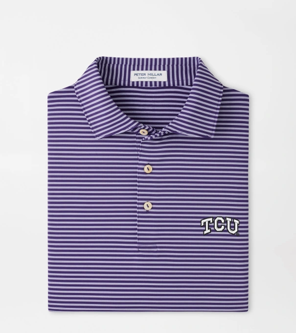 TCU Tiebreaker Performance Jersey Stripe Polo in Purple2
