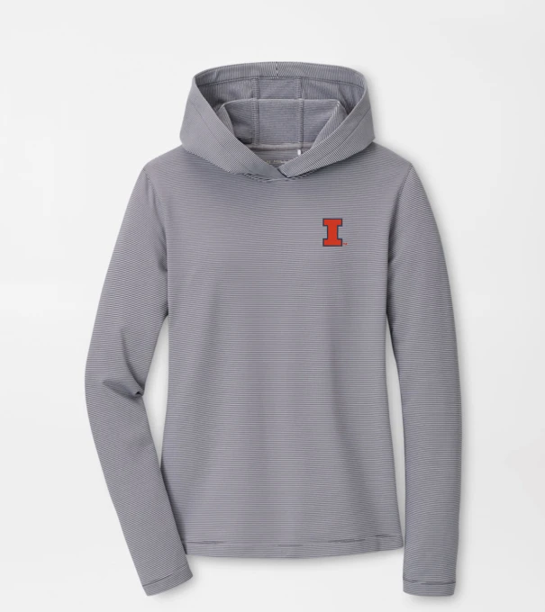Illinois Women's Pine Sugar Stripe Performance Hoodie in Iron