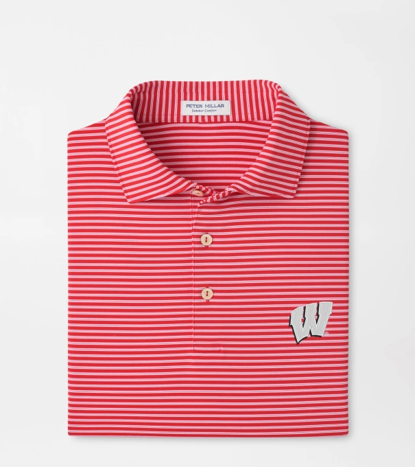 Wisconsin Tiebreaker Performance Jersey Stripe Polo in Red3