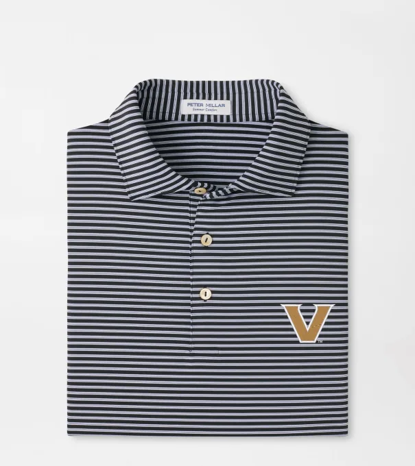 Vanderbilt Tiebreaker Performance Jersey Stripe Polo in Black