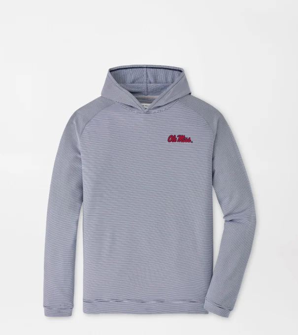 Ole Miss Pine Sugar Stripe Performance Hoodie in Navy