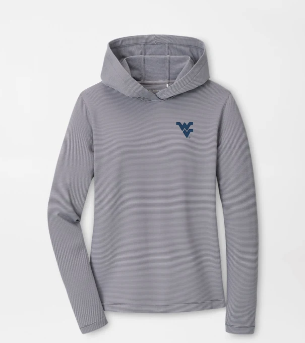 West Virginia Women's Pine Sugar Stripe Performance Hoodie in Iron