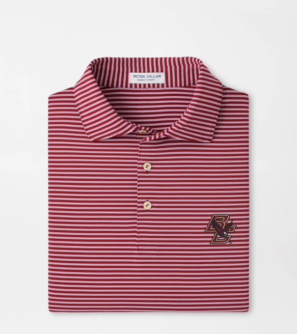 Boston College Tiebreaker Performance Jersey Stripe Polo in Maroon2