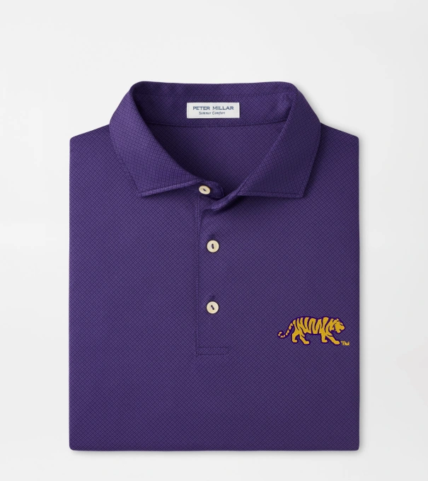 LSU Mike the Tiger Hugo Performance Jersey Polo in Purple2