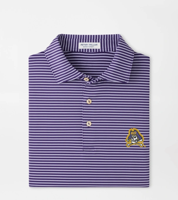 East Carolina University Tiebreaker Performance Jersey Stripe Polo in Purple2