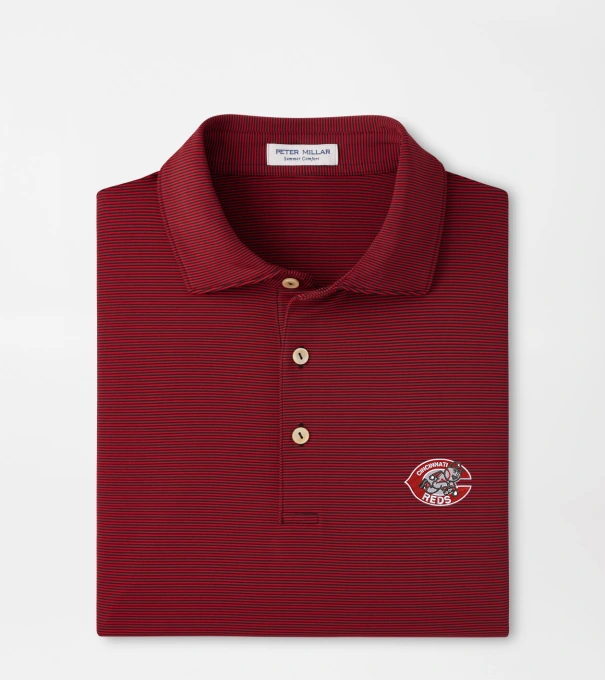 Cooperstown Cincinnati Reds Jubilee Performance Jersey Polo in Black / Red3