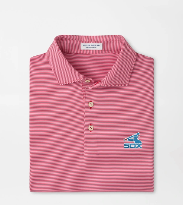 Cooperstown Chicago White Sox Jubilee Stripe Performance Polo in Red3