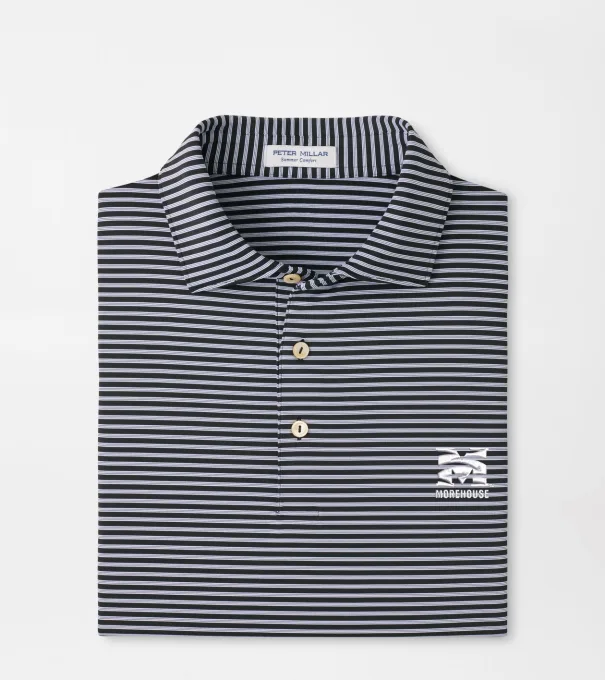 Morehouse College Tiebreaker Performance Jersey Stripe Polo in Black