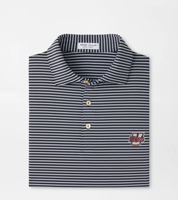 UMass Tiebreaker Performance Jersey Stripe Polo in Black