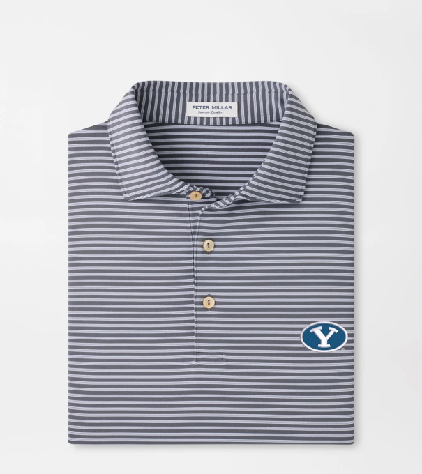 BYU Tiebreaker Performance Jersey Stripe Polo in Iron