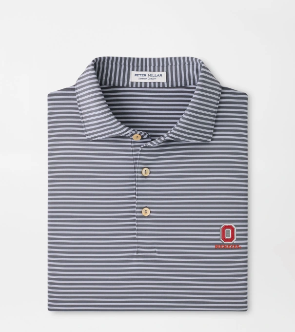 The Ohio State University Vault Tiebreaker Performance Jersey Stripe Polo in Iron