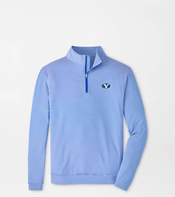 BYU Perth Sugar Stripe Performance Quarter-Zip in Blue3/White