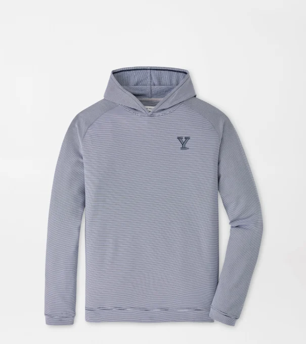 Yale Pine Sugar Stripe Performance Hoodie in Navy