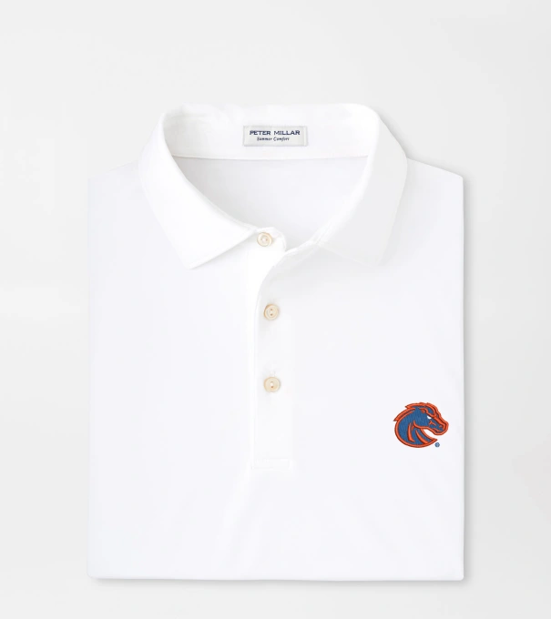 Boise State Solid Performance Jersey Polo in White